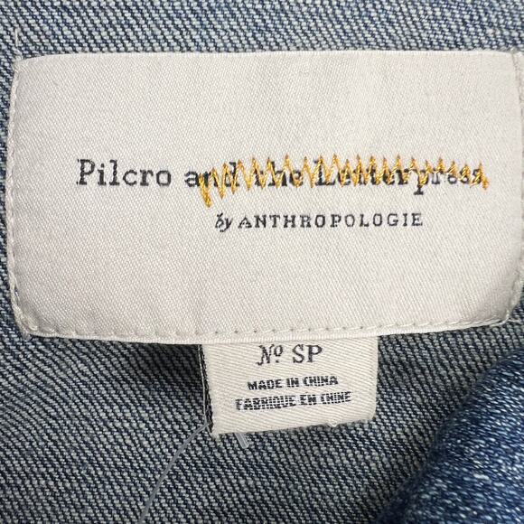 Pilcro and the Letterpress Cable Knit Sweater Sleeve Denim Jean Jacket Size SP - Picture 3 of 16